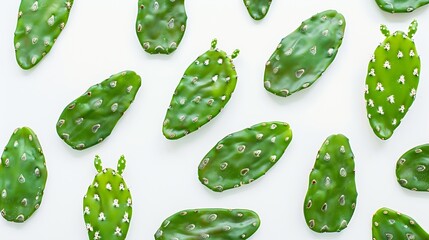 Creative layout made of cactus nopal on the white background Flat lay Food concept Macro  concept : Generative AI