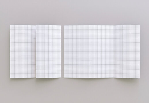 Trifold Brochure Open and semi close Page Mockup