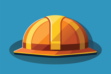 Fototapeta premium A yellow hard hat stands out against a solid blue background in this customizable semi-flat illustration, Construction hat Customizable Semi Flat Illustration