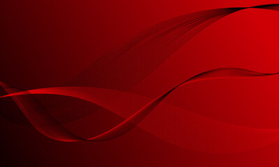 red stripes lines wave curves on gradient abstract background