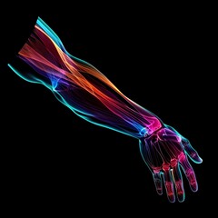 Luminous Anatomy Striking Neon Depiction of Human Arm Muscles - obrazy, fototapety, plakaty
