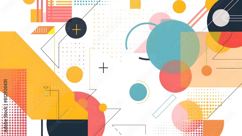 Fototapete geometric abstract background with vibrant shapes and copyspace for versatile design use