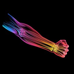 Neon Glow of Human Arm Muscles Biceps and Triceps - obrazy, fototapety, plakaty