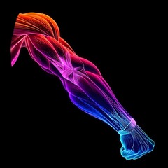 Neon Glow Highlighting Human Arm Muscles Biceps and Triceps - obrazy, fototapety, plakaty