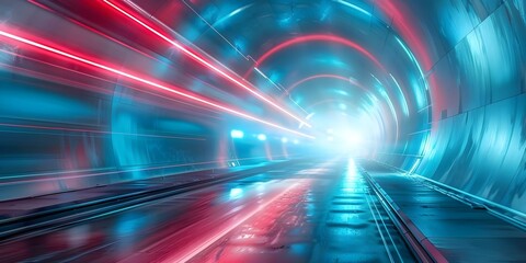 Exploring a Futuristic Cyber Tunnel with Neon Lights, Red Laser Beams, and Spaceship Aesthetics. Concept Futuristic Cyber Tunnel, Neon Lights, Red Laser Beams, Spaceship Aesthetics, Exploration