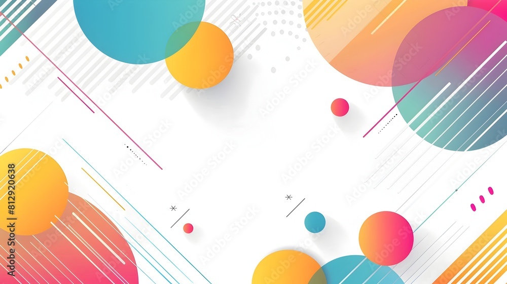 Leinwandbilder vibrant geometric shapes in minimalist white background with balanced composition and ample copyspac