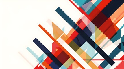 Vibrant Geometric Abstract Background with Intersecting Angular Shapes and Lines in a Symmetric Composition with Negative Space Emphasis