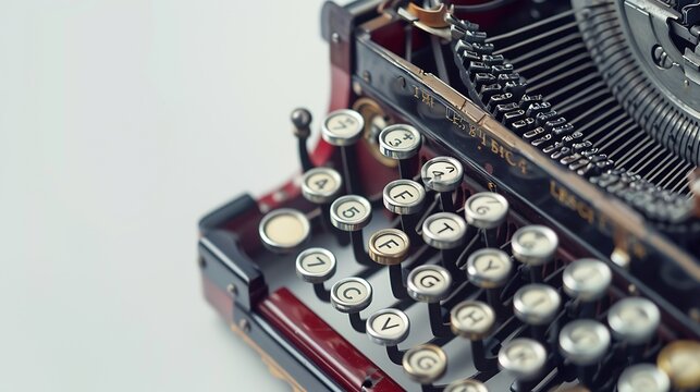old Russian mechanical typewriter 19th century white background isolate : Generative AI