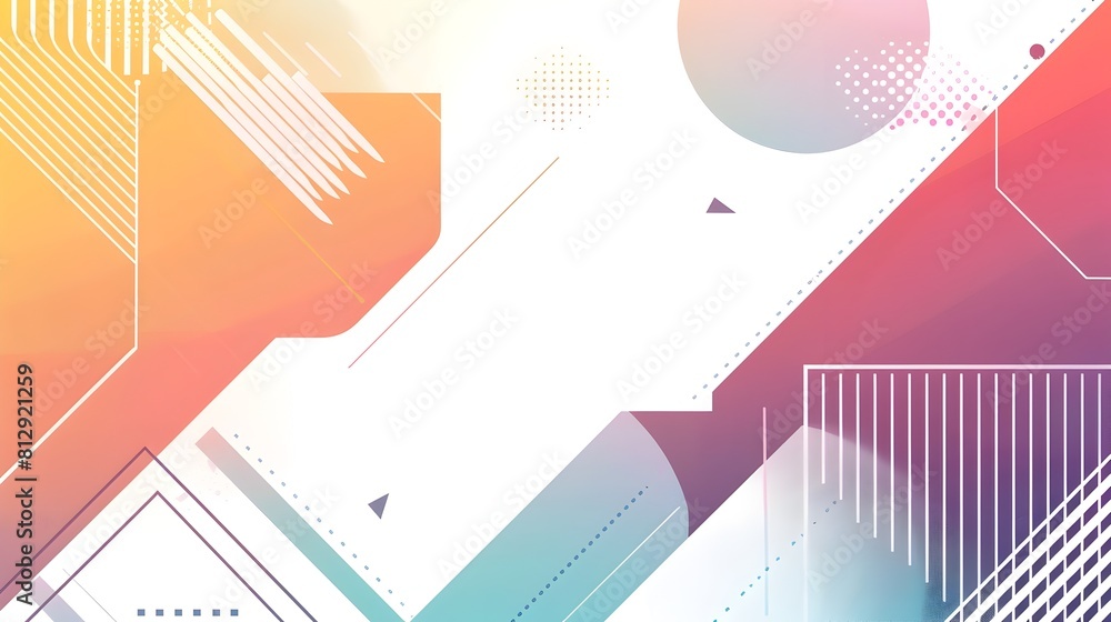 Leinwandbilder Minimalist Abstract Geometric Background Gradient Palette Composition Bold Angular Shapes Lines Copyspace Flat Design Template