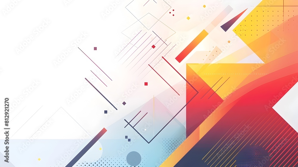 Fototapete Vibrant Geometric Pattern with Bold Angular Shapes and Gradient Color Palette in Minimalist Flat Design Composition