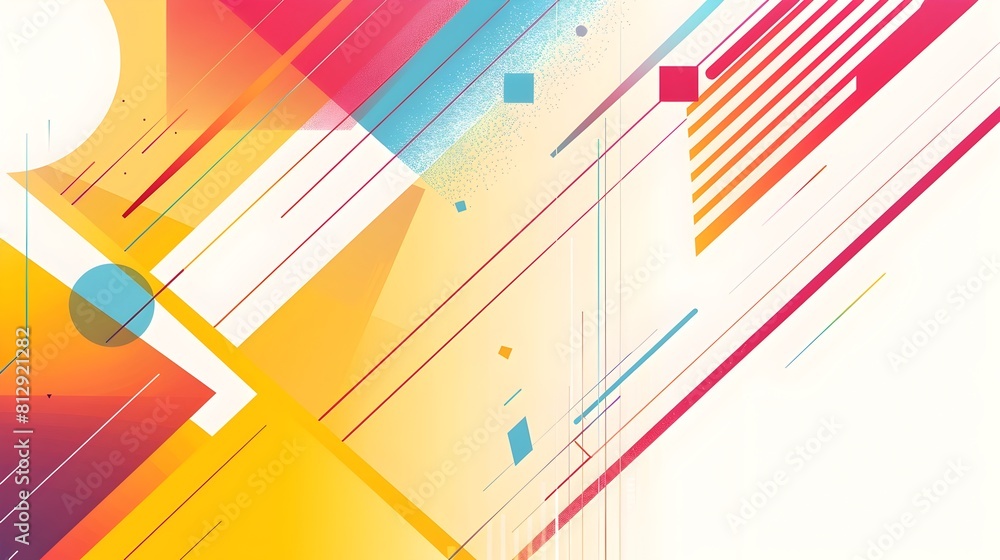 Leinwandbilder Bold Angular Geometric Shapes and Lines in Vibrant Gradient Color Palette Minimalist Abstract Background for Digital Advertising and Branding
