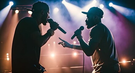 Rappers in a cockfight. Freestyle rap.