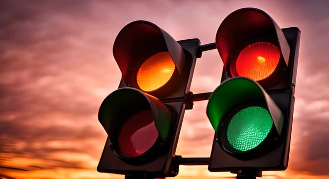 Traffic light in a car race.