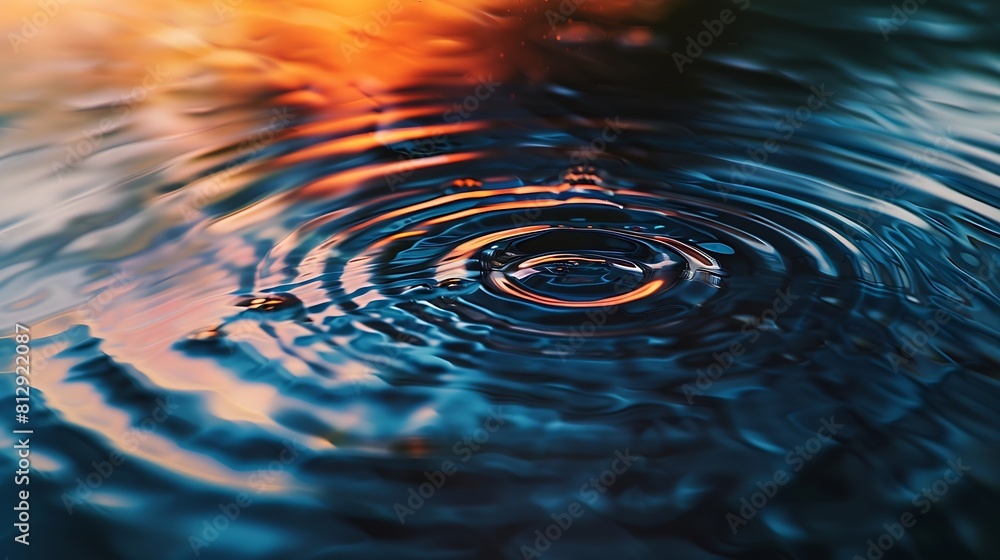 Poster water panoramic banner background water texture water surface with rings and ripple spa concept back