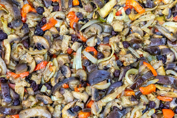 Eggplant appetizer known with eggplant caponata