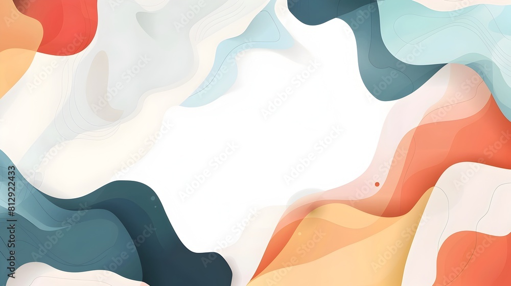 Aufkleber harmonious abstract composition with organic fluid shapes and subdued color palette in minimalist di