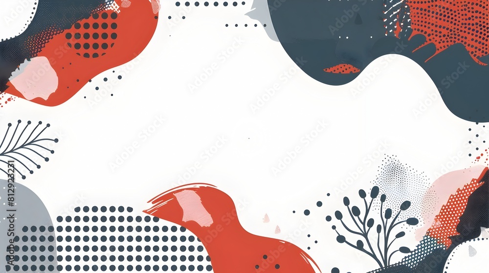 Aufkleber Moody Abstract Geometric Pattern with Bold Angular Shapes and Stark Contrasts on a Pure White Canvas
