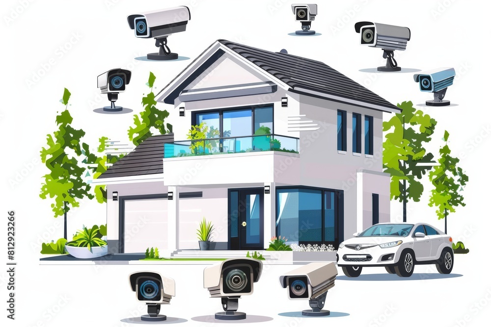 Poster home iot solutions leverage security cameras with geographical fencing, zoom capabilities, and netwo