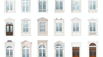 House front windows and balcony white frames in var