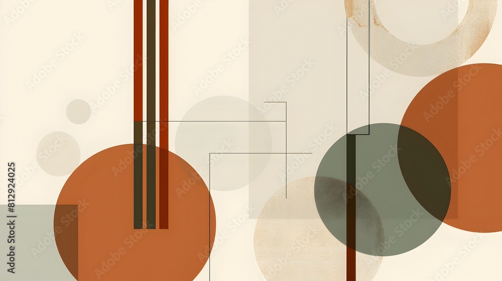 Poster geometric abstract design with balanced composition and neutral tones for versatile use