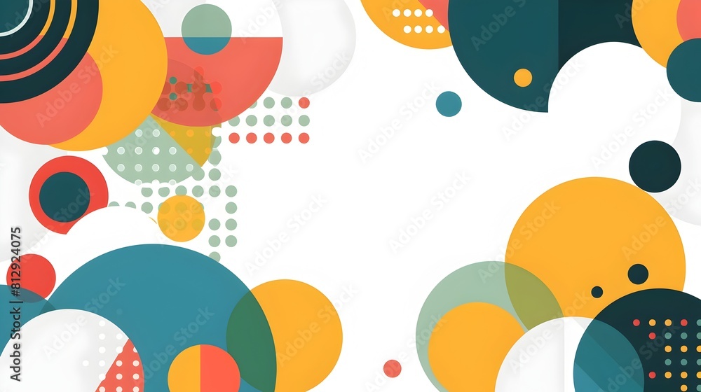 Leinwandbilder vibrant geometric abstract shapes overlapping in minimal complementary composition on clean white ba
