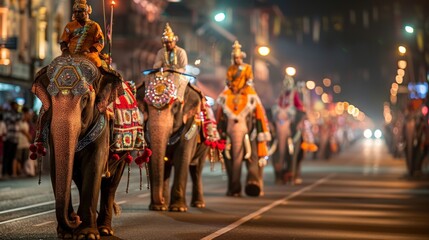 The Kandy Esala Perahera in Sri Lanka a spectacular ten-day festival involving processions of...