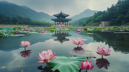 The Lotus Flower Festival in South Korea celebrating the seasonal blooming of lotus flowers with boat tours photography contests and cultural performa