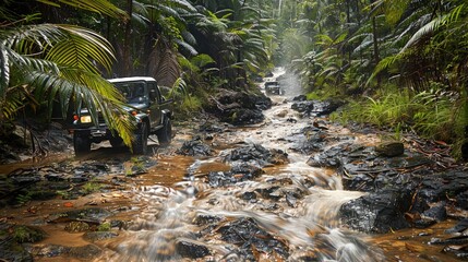 The Rainforest Challenge in Malaysia one of the worlds toughest 4x4 off-road vehicle competitions held in the jungles of Malaysia testing the skills a