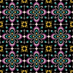Seamless pattern decorative, flower pattern in vintage mandala style for tattoos, fabrics or decorations and more	