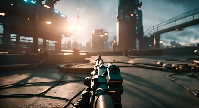 Weapon in a war video game.