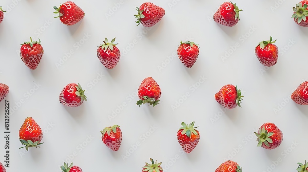 Poster creative layout made of strawberry on the white background flat lay food concept macro concept : gen