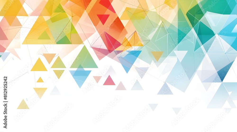 Poster vibrant geometric abstract background with overlapping triangles and polygons in a clean minimalist 