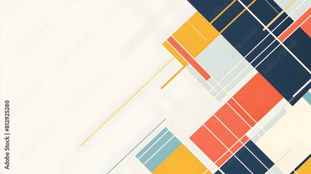 Poster minimalist abstract geometric background with intersecting lines and shapes in flat graphic design