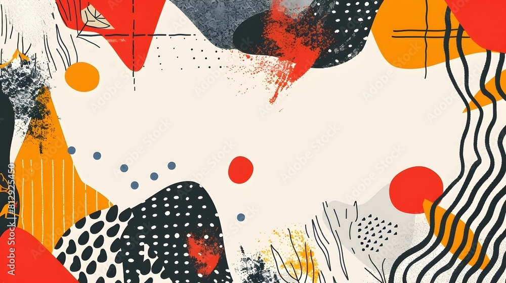 Poster balanced geometric abstract template with ample copyspace in flat style