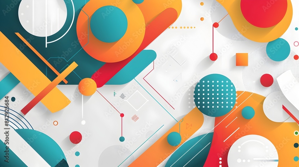 Fototapete Bold Colorful Abstract Geometric Background with Dynamic Angular Shapes in Modular Template Layout