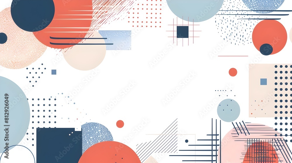Poster Elegant Geometric Abstract Composition with Minimal Shapes Balanced Asymmetry and Ample Copyspace for Overlay