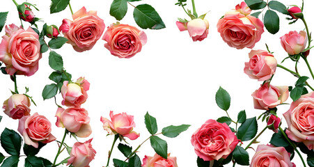 Naklejka premium Wallpaper of Rose flowers on a transparent background with copy space for text