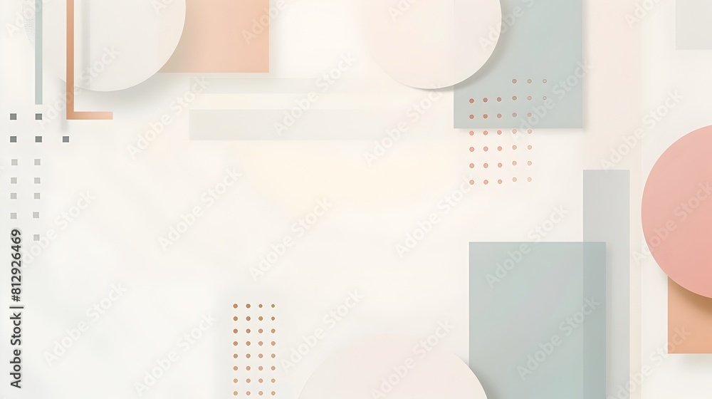Poster minimalist geometric abstract background with prominent copyspace in muted pastel tones