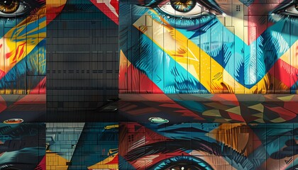 Showcase psychological depth in street art with wide-angle views Capture perspective from unexpected angles for a mind-bending twist