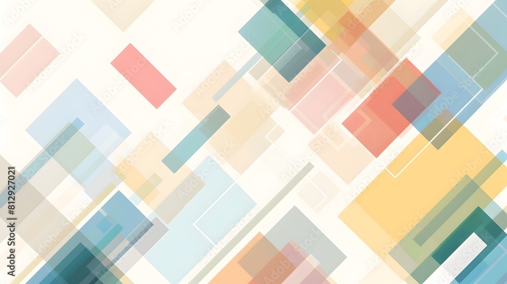 Leinwandbilder Overlapping Transparent Geometric Rectangles in Muted Tones with Blank Copyspace for Text or Graphics