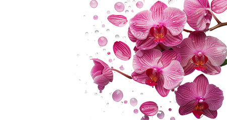 Wallpaper of Orchid flowers on a Transparent background with copy space for text