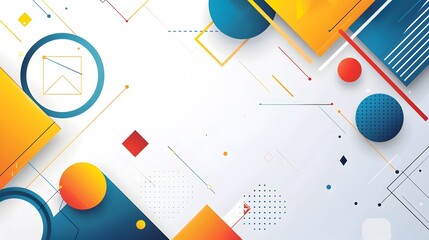 Vibrant Geometric Abstract Background with Minimalist Copyspace and Flat Design Graphic Elements