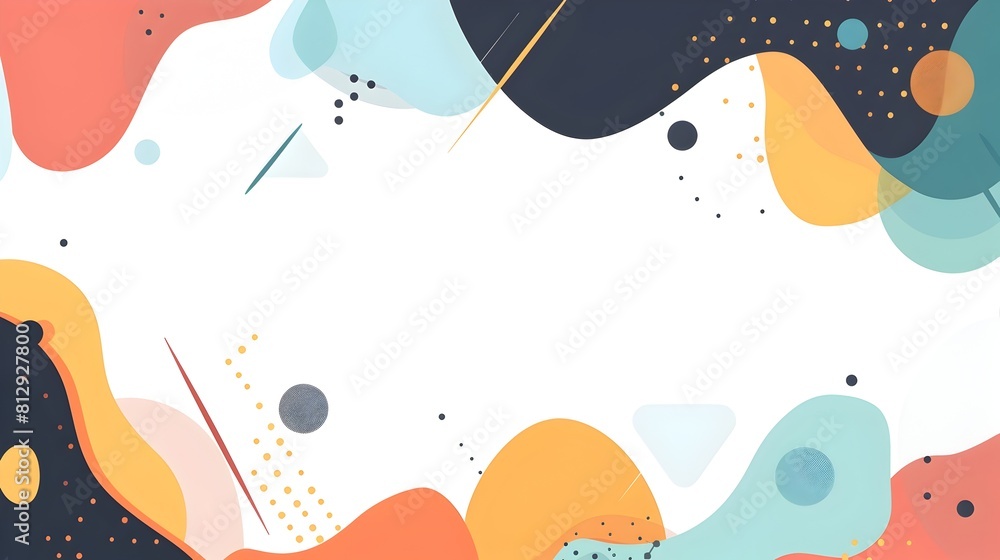 Poster minimalist abstract geometric shapes background with ample copyspace and asymmetric composition