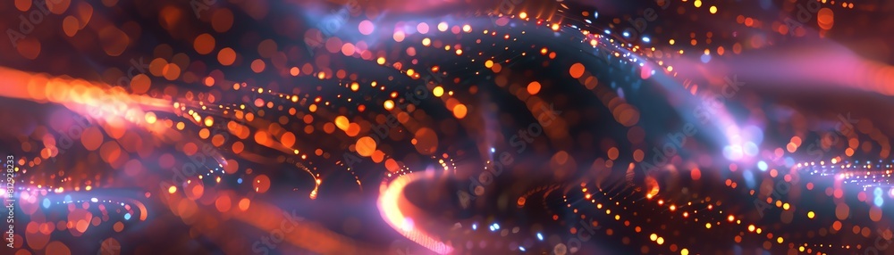 Poster capture the dynamic interaction of futuristic tech and dance styles from a low angle; mix metallic h