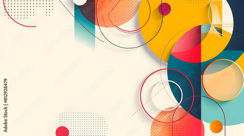 Poster vibrant geometric abstract shapes with streamlined copyspace for design template and