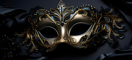 closeup shot of a masquerade mask on a black background