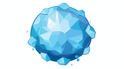 Icy frozen crystal snowball icon or symbol flat car