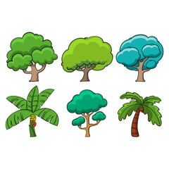 Set of trees in cartoon style