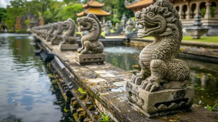 The Water Palace of Tirta Gangga in Bali Indonesia a former royal palace featuring elaborate water gardens fountains and stone sculptures of mythical