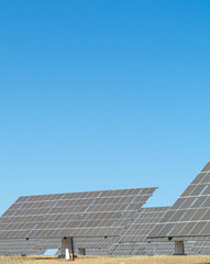 Close-up of Solar Panels in a Photovoltaic Field in Southern Europe. Renewable Energies